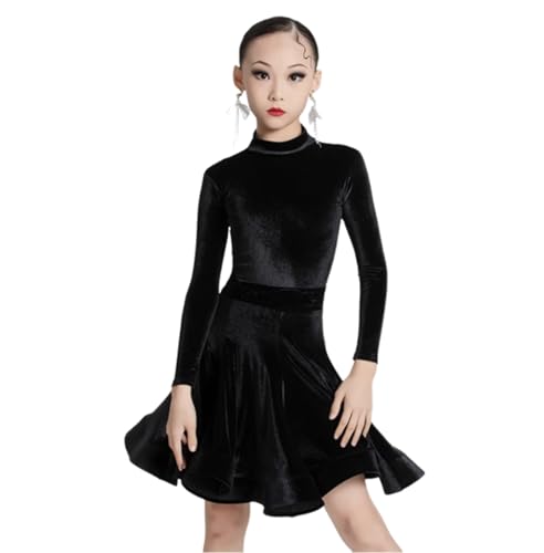 OTMYIGO A1,150, Mädchen Latein Tanzkleid Kinder Gesellschaftstanz Wettkampfkostüme Samt Langarm Salsa Kostüm Gesellschaftstanz Tango Kleider von OTMYIGO