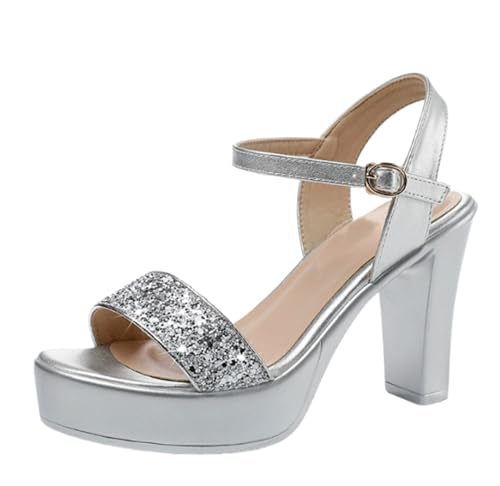 OTMYIGO Absätze für Damen, Blockabsatz, Plateau hoch klobiger Absatz, Sandalen mit Knöchelriemen offene Zehenpartie,Pumps für Hochzeit Party Abend Abschlussball Tanzkleid,Silver 13cm,40 EU OTMYIGO Absätze für Damen, Blockabsatz, Plateau hoch klobiger Absatz, Sandalen mit Knöchelriemen offene Zehenpartie,Pumps für Hochzeit Party Abend Abschlussball Tanzkleid,Silver 13cm,40 EU von OTMYIGO