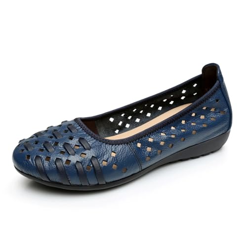OTMYIGO Damen-Mokassins aus ausgehöhltem Leder, lässige, Bequeme Loafer, Flache, weiche Bootsschuhe mit runder Zehenpartie,Blau,38 EU OTMYIGO Damen-Mokassins aus ausgehöhltem Leder, lässige, Bequeme Loafer, Flache, weiche Bootsschuhe mit runder Zehenpartie,Blau,38 EU von OTMYIGO