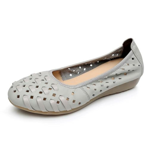 OTMYIGO Damen-Mokassins aus ausgehöhltem Leder, lässige, Bequeme Loafer, Flache, weiche Bootsschuhe mit runder Zehenpartie,Grau,43 EU OTMYIGO Damen-Mokassins aus ausgehöhltem Leder, lässige, Bequeme Loafer, Flache, weiche Bootsschuhe mit runder Zehenpartie,Grau,43 EU von OTMYIGO