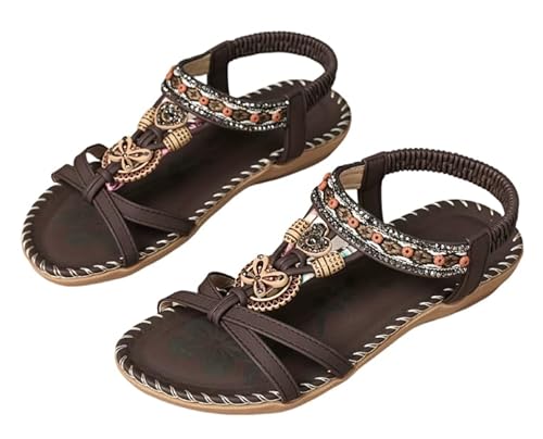 OTMYIGO Damen Riemchensandalen, flach, Sommer, Böhmen, Vintage, Blumen, Clip, Zehenring, Flip-Flops, Gladiator, Sandalen mit Flacher Sohle, Strandschuhe,Kaffee,43 EU OTMYIGO Damen Riemchensandalen, flach, Sommer, Böhmen, Vintage, Blumen, Clip, Zehenring, Flip-Flops, Gladiator, Sandalen mit Flacher Sohle, Strandschuhe,Kaffee,43 EU von OTMYIGO