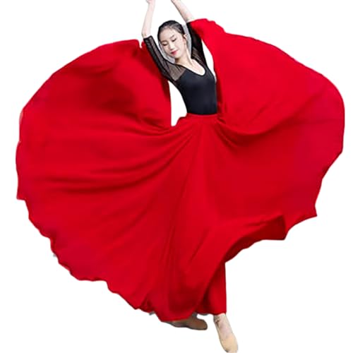 OTMYIGO Frau Langer Vollkreis Tanzkleid Latein Spanisch Flamenco Wettbewerb Rock Ballsaal Bauchtanz Performance Kostüm, a1, 90 von OTMYIGO