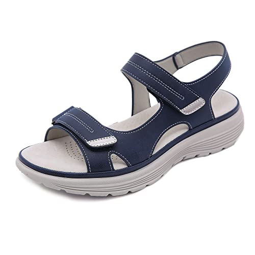 OTMYIGO Orthopädische Sandalen für Damen, Bequeme Sandalen mit Keilabsatz und offener Zehenpartie, rutschfeste Plateau-Sport- und Strandschuhe für den Sommer,Blau,42 EU OTMYIGO Orthopädische Sandalen für Damen, Bequeme Sandalen mit Keilabsatz und offener Zehenpartie, rutschfeste Plateau-Sport- und Strandschuhe für den Sommer,Blau,42 EU von OTMYIGO