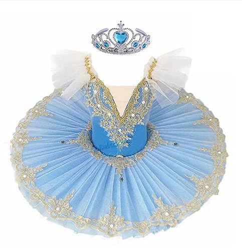 OTMYIGO Professionelles Ballett-Tutu für Mädchen, Platter-Pfannkuchen-Tutu, Ballerina-Partykleid, Ballett-Tanzwettbewerb-Kostüm,A3,130 von OTMYIGO