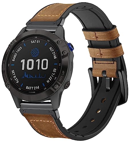 OTOPO Kompatibel mit Fenix 6/Fenix 5/Fenix 7/ EPIX 2 Armband für Herren, 22mm Quick Fit Hybrid Sport Armband Leder Schweißfest Handgelenkband für Garmin Fenix 6 Pro/Sapphire,Fenix 5 Plus von OTOPO