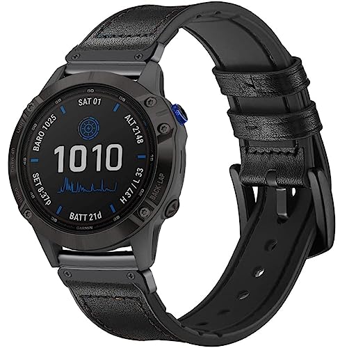 OTOPO Kompatibel mit Fenix 6/Fenix 5/Fenix 7/ EPIX 2 Armband für Herren, 22mm Quick Fit Hybrid Sport Armband Leder Schweißfest Handgelenkband für Garmin Fenix 6 Pro/Sapphire,Fenix 5 Plus von OTOPO