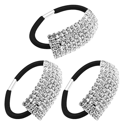 3 Stück Strass Elastische Haargummis Haarbänder Pferdeschwanz Halter Wickelseil Haarschmuck für Damen Mädchen von OTOTEC