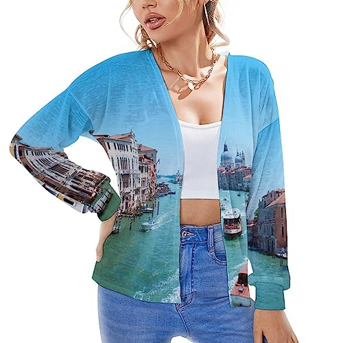 OTRAHCSD Damen Strickjacke Venedig Italien Cardigan Sommer Strickwaren Cover Up, Venedig Italien, XL von OTRAHCSD