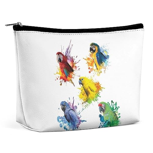 OTRAHCSD Kosmetiktasche, 3D-Aquarell-Papageien-Make-up-Tasche, Reise-Kulturbeutel, Waschbeutel für Frauen, siehe abbildung, Einheitsgröße von OTRAHCSD