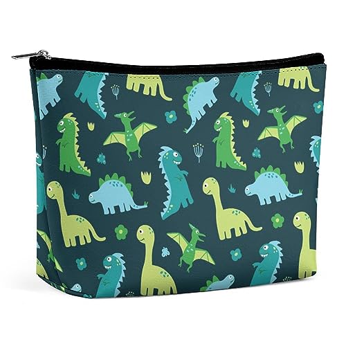 OTRAHCSD Kosmetiktasche, blauer Hintergrund mit Dinos Make-up-Tasche, Reise-Kulturbeutel Waschbeutel für Frauen, siehe abbildung, Einheitsgröße von OTRAHCSD