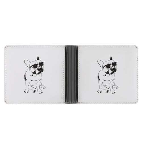 OTRAHCSD Münzfach, Französische Bulldogge Leder Brieftasche, Bifold Kreditkarte Leder Slim Geldbörse, Französische Bulldogge, Einheitsgröße von OTRAHCSD