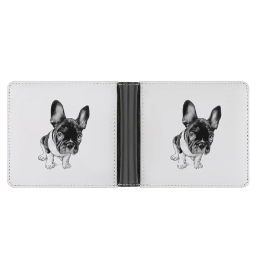 OTRAHCSD Münzfach, Französische Bulldogge Leder Brieftasche, Bifold Kreditkarte Leder Slim Geldbörse, Französische Bulldogge, Einheitsgröße von OTRAHCSD