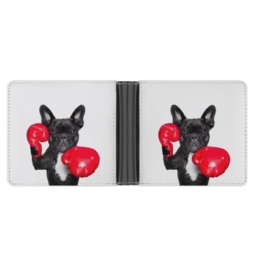 OTRAHCSD Münzfach, Ghost Leder Brieftasche, Bifold Kreditkarte Leder Slim Geldbörse, Französische Bulldogge Boxer, Einheitsgröße von OTRAHCSD