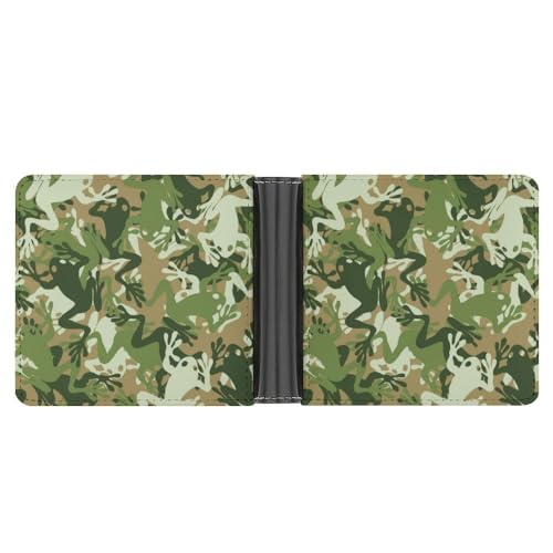 OTRAHCSD Münzfach, Ghost Leder Brieftasche, Bifold Kreditkarte Leder Slim Geldbörse, Frosch Camouflage, Einheitsgröße von OTRAHCSD