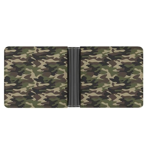 OTRAHCSD Münzfach, Halloween-Totenkopf-Raben-Ledergeldbörse, Bifold Kreditkarte Leder Slim Geldbörse, Grün Camo Print, Einheitsgröße von OTRAHCSD