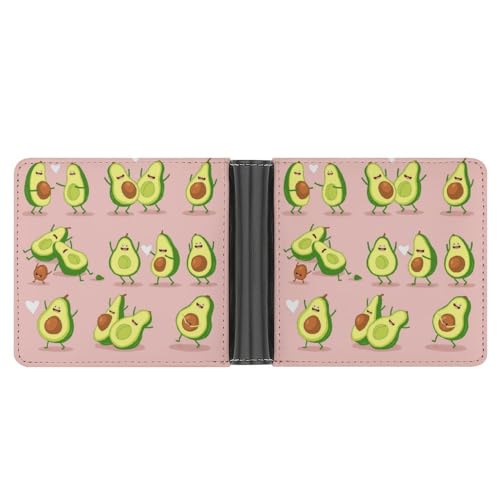 OTRAHCSD Münzfach, Halloween-Totenkopf-Raben-Ledergeldbörse, Bifold Kreditkarte Leder Slim Geldbörse, Lustiger Avocado, Einheitsgröße von OTRAHCSD