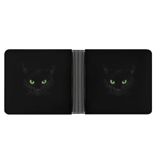 OTRAHCSD Münzfach, Katzenmuster schwarze Katze Leder Brieftasche, Bifold Kreditkarte Leder Slim Geldbörse, schwarze katze, Einheitsgröße von OTRAHCSD