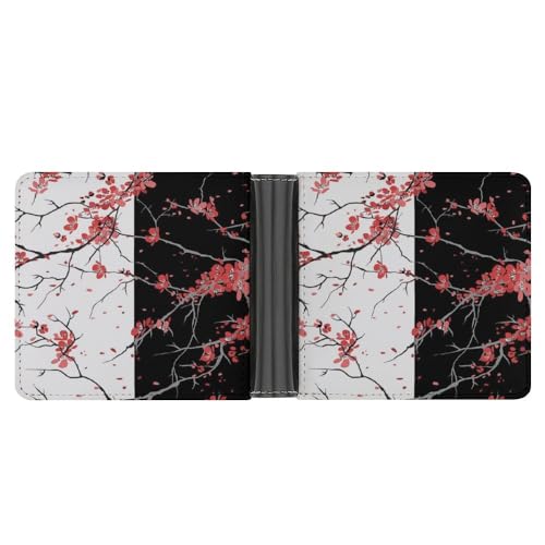 OTRAHCSD Münzfach, Kirschblüten-Ledergeldbörse, Bifold Kreditkarte Leder Slim Geldbörse, Cherry Blossom, Einheitsgröße von OTRAHCSD