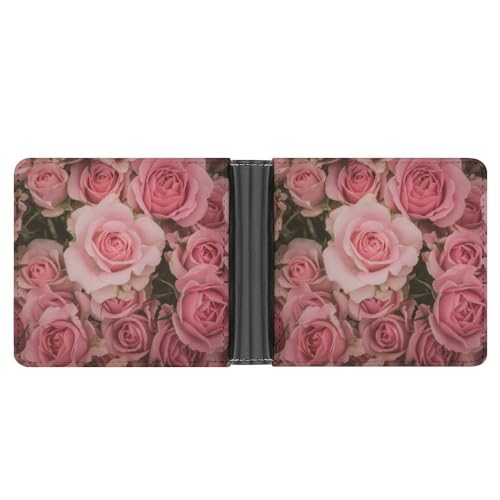 OTRAHCSD Münzfach, Mitte Jahrhundert Moderne Leder Brieftasche, Bifold Kreditkarte Leder Slim Geldbörse, Hellrosa Rose, Einheitsgröße von OTRAHCSD