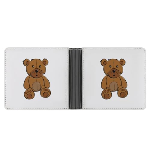 OTRAHCSD Münzfach, Schildkröte Muster Leder Brieftasche, Bifold Kreditkarte Leder Slim Geldbörse, Teddybär, Einheitsgröße von OTRAHCSD