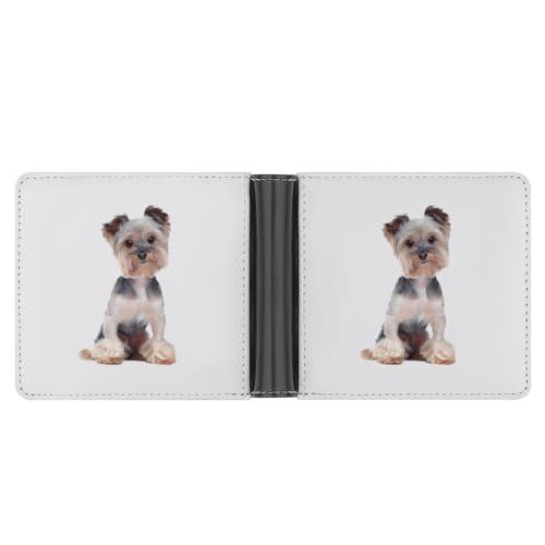 OTRAHCSD Münzfach, Zebrastreifen Ledergeldbörse, Bifold Kreditkarte Leder Slim Geldbörse, Yorkshire Terrier, Einheitsgröße von OTRAHCSD