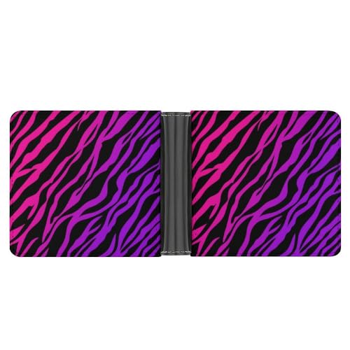 OTRAHCSD Münzfach, Zebrastreifen Ledergeldbörse, Bifold Kreditkarte Leder Slim Geldbörse, Zebra Tiger Leopard Rosa, Einheitsgröße von OTRAHCSD