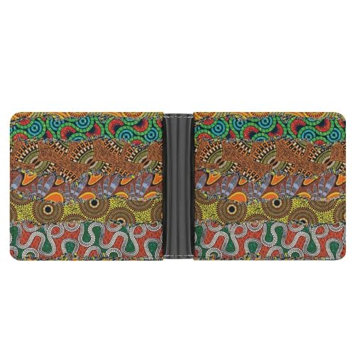 OTRAHCSD Münzfach, afrikanischer Stil Patchwork Leder Brieftasche, Bifold Kreditkarte Leder Slim Geldbörse, Afrikanisches Patchwork-Muster, Einheitsgröße von OTRAHCSD