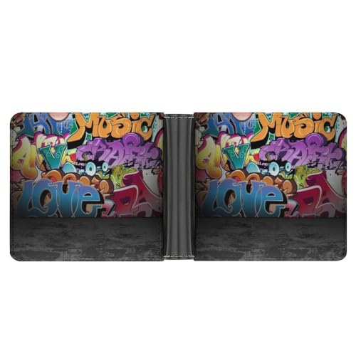 OTRAHCSD Münzfach, hawaiianische tropische Blätter Blumen Leder Geldbörse Bifold Kreditkarte Leder Slim Geldbörse, Graffiti Hip Hop, Einheitsgröße von OTRAHCSD