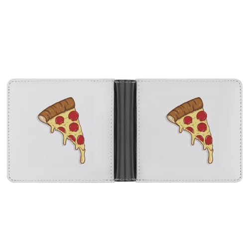 OTRAHCSD Münzfach, lila Schmetterling Kunst Leder Brieftasche, Bifold Kreditkarte Leder schlanke Geldbörse, Pizza, Einheitsgröße von OTRAHCSD