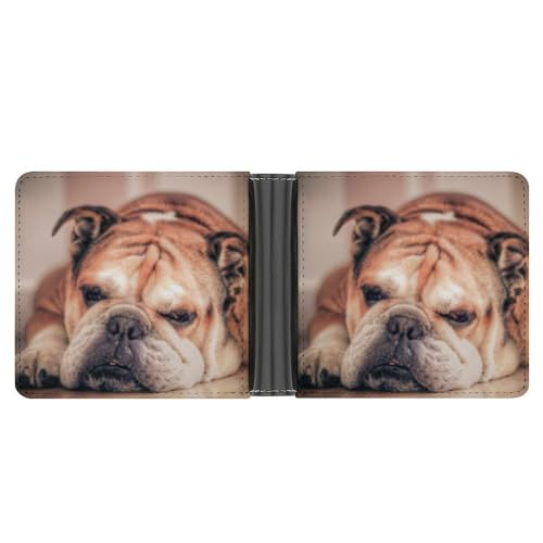 OTRAHCSD Münzfach, lustige Sushi-Ledergeldbörse, Bifold Kreditkarte Leder Slim Geldbörse, French Bulldog, Einheitsgröße von OTRAHCSD