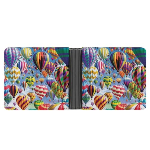 OTRAHCSD Münzfach, mexikanische Dia De Muertos Ledergeldbörse, Bifold Kreditkarte Leder Slim Geldbörse, Heißluftballon Himmel, Einheitsgröße von OTRAHCSD