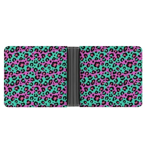 OTRAHCSD Münzfach, mexikanische Dia De Muertos Ledergeldbörse, Bifold Kreditkarte Leder Slim Geldbörse, Leopard und Zebra, Einheitsgröße von OTRAHCSD