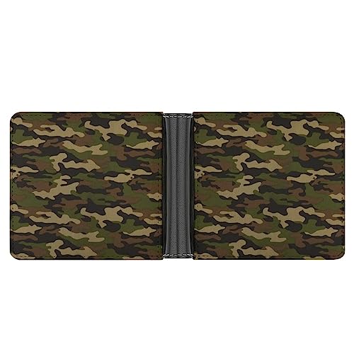 OTRAHCSD Münzfach, schöne Northern Lights Leder Brieftasche, Bifold Kreditkarte Leder Slim Geldbörse, Armee Camouflage, Einheitsgröße von OTRAHCSD