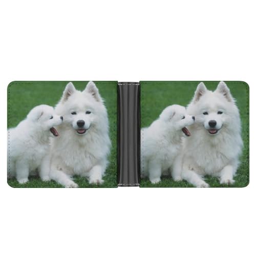 OTRAHCSD Münzfach, texas-Flagge Leder Geldbörse, Bifold Kreditkarte Leder Slim Geldbörse, Samoyed Dog, Einheitsgröße von OTRAHCSD