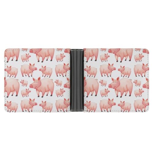 OTRAHCSD Münzfach, verspielte Delfine Ledergeldbörse, Bifold Kreditkarte Leder Slim Geldbörse, Rosa Cartoon Bauernhof Schwein, Einheitsgröße von OTRAHCSD