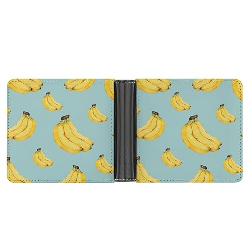 OTRAHCSD Münztasche, bunte Windhund-Hunde-Ledergeldbörse, Bifold Kreditkarten-Leder-dünne Geldbörse, Cartoon-Bananen, Einheitsgröße von OTRAHCSD