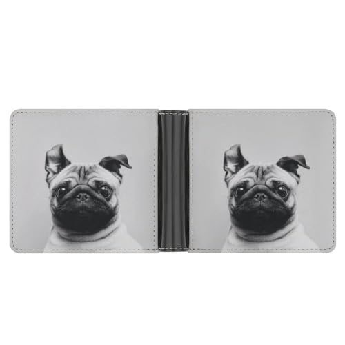 OTRAHCSD Münztasche, niedliches Eichhörnchen, Leder, Geldbörse, Bifold Credit Card, Cute Pug, one size von OTRAHCSD