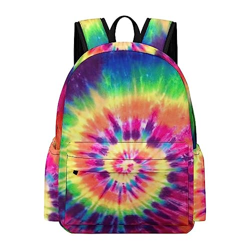 OTRAHCSD Rucksack, bunt, bunt, Batik-Rucksack, lässiger Tagesrucksack für Outdoor, Sport, Reisen, Bunte, helle Batikfärbung, 42x30x15cm von OTRAHCSD