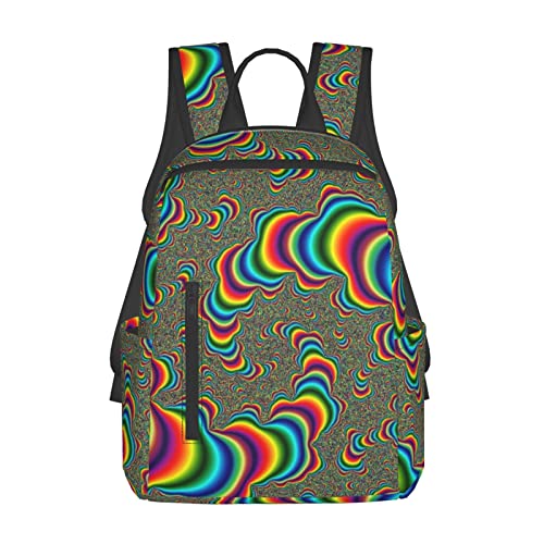 OTRAHCSD Rucksack, psychedelischer Trippy Rainbow leichter Rucksack für Männer und Frauen, lässiger Tagesrucksack für Wandern, Camping, Reisen, Outdoor, siehe abbildung, One size von OTRAHCSD