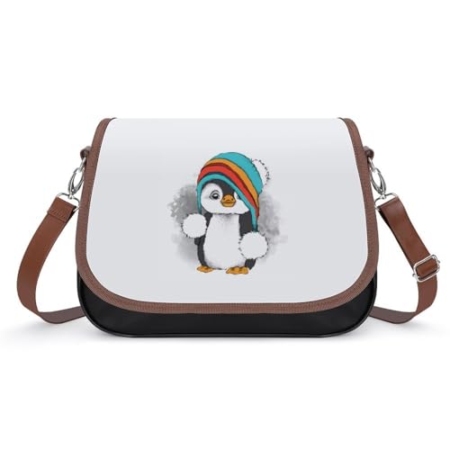 OTRAHCSD Umhängetasche, niedliche Pinguin-Umhängetasche, Lederhandtasche für Damen, Reisen, Arbeit, täglichen Gebrauch, Süßer Pinguin, Einheitsgröße von OTRAHCSD