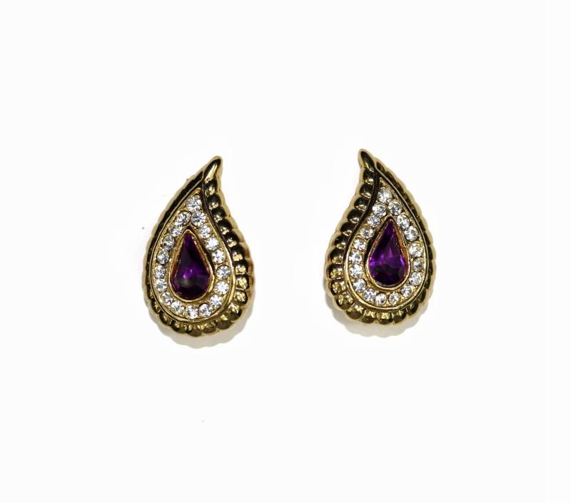 Vintage Clip-On Ohrringe/Gold Ausgefallene Kostüm Schmuck Formale Kleidung Zubehör Trardrop Verzierte Juwelen von OTRVintageClothing