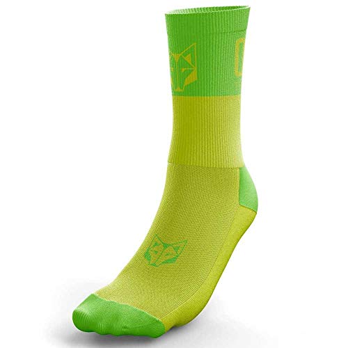 Multi-Sportsocken Medium Cut Fluo Yellow/Fluo Green von OTSO THINK SPORT