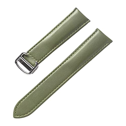 OTSYSTO Uhrenarmbänder, Uhrenarmband-Ersatz, 13–22 mm, for Herren und Damen, bunt, hautfreundlich, weicher Echtleder-Uhrenarmband-Ersatz mit Faltschließe (Color : Olive Green, Size : 22mm) von OTSYSTO