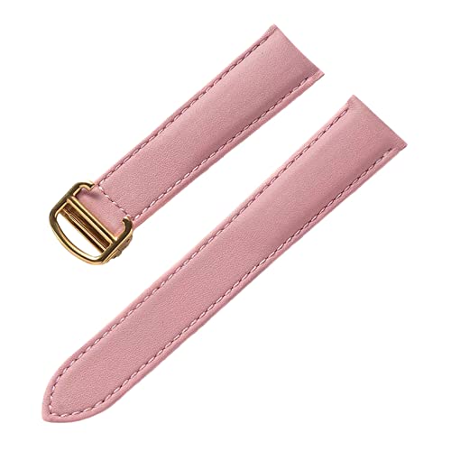 OTSYSTO Uhrenarmbänder, Uhrenarmband-Ersatz, 13–22 mm, for Herren und Damen, bunt, hautfreundlich, weicher Echtleder-Uhrenarmband-Ersatz mit Faltschließe (Color : Pink Gold, Size : 13mm) von OTSYSTO