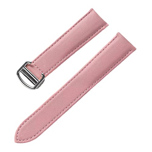 OTSYSTO Uhrenarmbänder, Uhrenarmband-Ersatz, 13–22 mm, for Herren und Damen, bunt, hautfreundlich, weicher Echtleder-Uhrenarmband-Ersatz mit Faltschließe (Color : Roze, Size : 14mm) von OTSYSTO