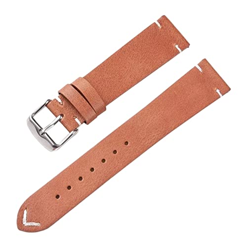 OTSYSTO Uhrenarmbänder, Uhrenarmband-Ersatz, 18 mm/20 mm/22 mm, mattes Leder, lässiges Schnellverschluss-Uhrenarmband for Smartwatch, Quarzuhr (Color : Light Brown, Size : 22mm) von OTSYSTO