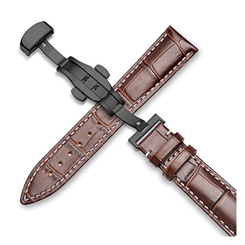 OTSYSTO Uhrenarmbänder, Uhrenarmband-Ersatz, Uhrenarmband 18 mm/19 mm/20 mm/21 mm/22 mm/24 mm Uhrenarmband aus Kalbsleder, Alligator-Maserung (Color : Black Brown a, Size : 15mm) von OTSYSTO