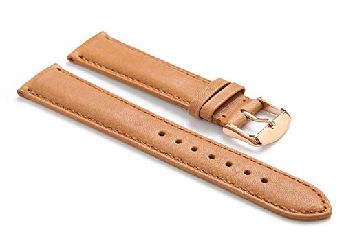 OTSYSTO Uhrenarmbänder, Uhrenarmband-Ersatz, Uhrenarmband aus Kalbsleder mit Dornschließe (Color : Brown Rose Gold, Size : 18mm) von OTSYSTO