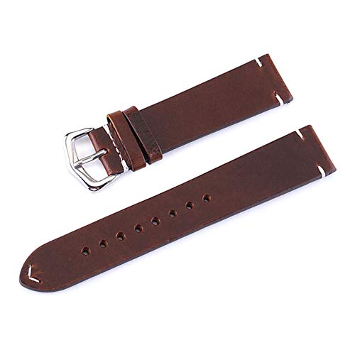 Uhrenarmbänder, Uhrenarmband-Ersatz, 18/20/22/24 mm, for Herren und Damen, echtes Leder, Retro-Armband, Edelstahl-Dornschließe, elegantes Armband-Uhrenarmband ( Color : Black Brown , Size : 18mm ) von OTSYSTO