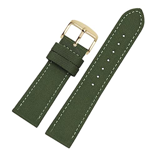 Uhrenarmbänder, Uhrenarmband-Ersatz, 18–24 mm Nylon-Echtleder-Spleißen, wasserdichtes Armband, Schweißabsorbierender Uhrenarmband-Ersatz for Zifferblatt-Quarzuhr ( Color : Army Green Gold Clasp , Size von OTSYSTO